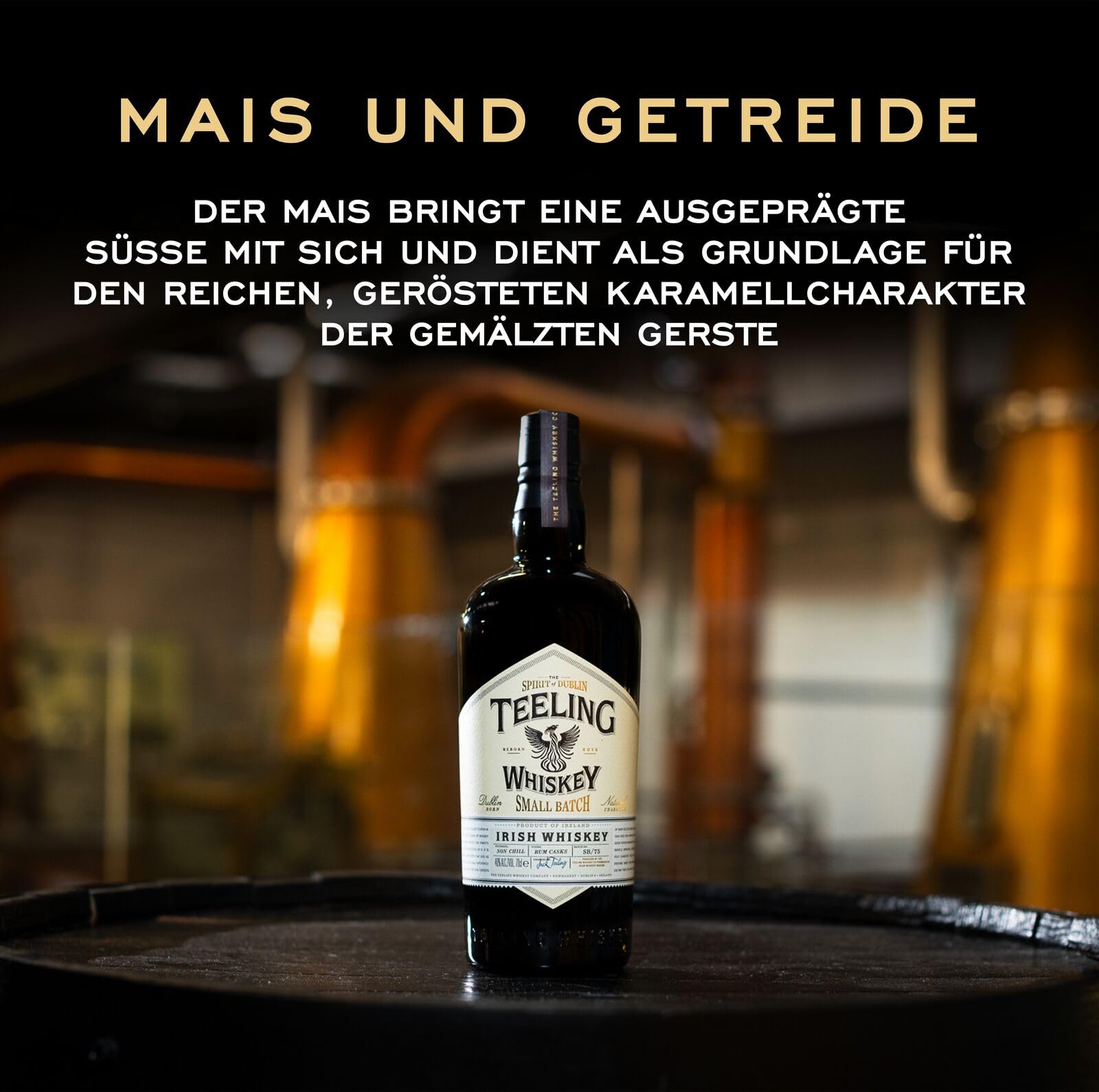 Teeling Small Batch Irish Whiskey, gereift in Ex-Bourbonfässern und abgerundet in mittelamerikanischen Rumfässern, 46% vol., 70cl / 700ml