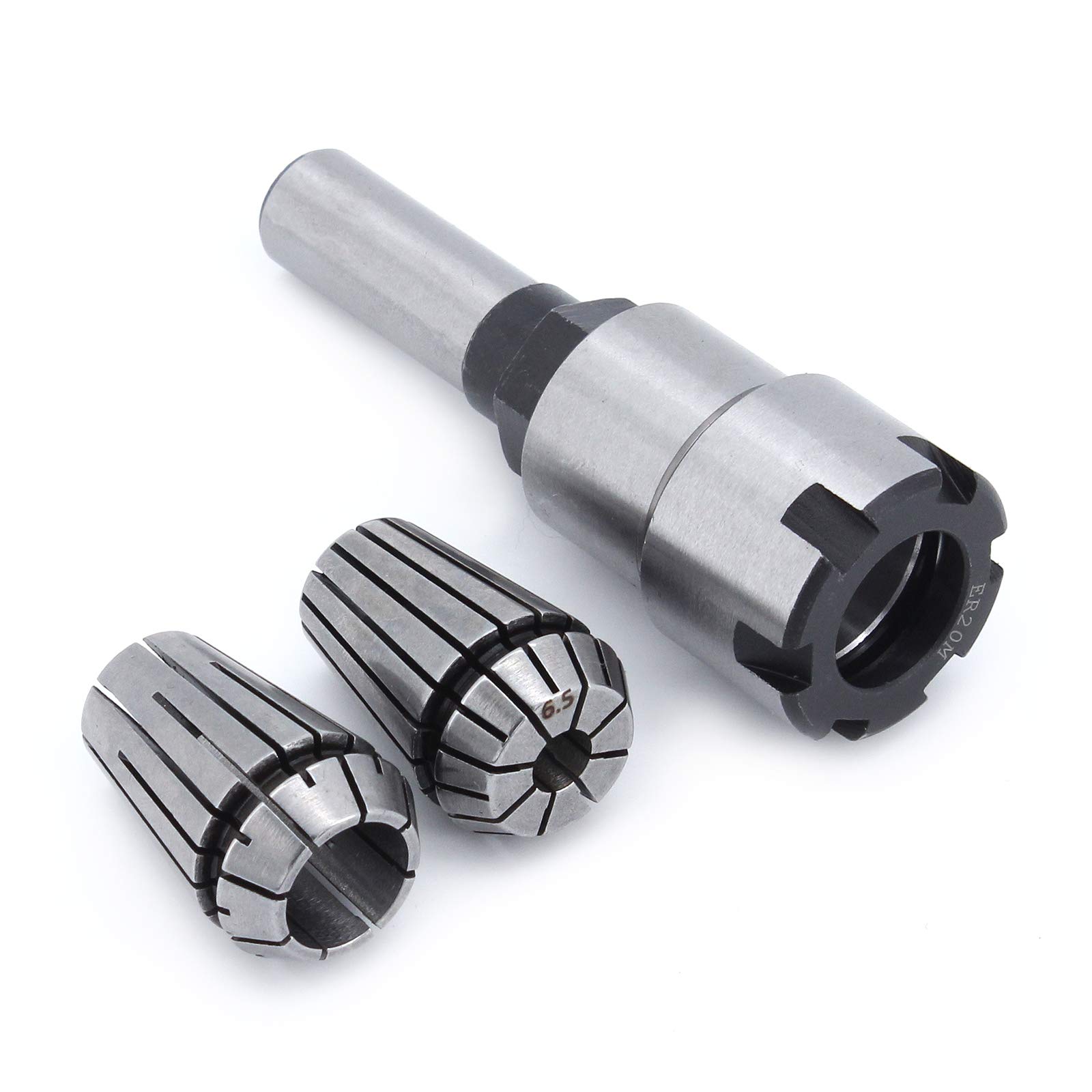1/2" Tige ER20 Extension Rod de Collet de Routeur, avec 6.5 mm et 13 mm ER20 Ressort Collet Set Kit de Pince de Serrage pour CNC Machine de Gravure & Outil de Meulage