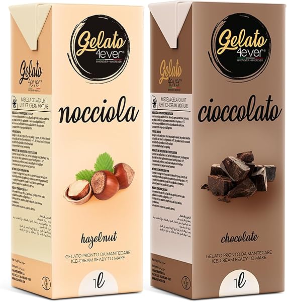 Gelato 4ever - Preparato per Gelato Pronto da Mantecare, Double Pack, Facile da Preparare, Compatibile con Tutte le Macchine per Gelati Come Ninja Creami, Magimix, HKoenig, 1L per Brick, Made in Italy - 1