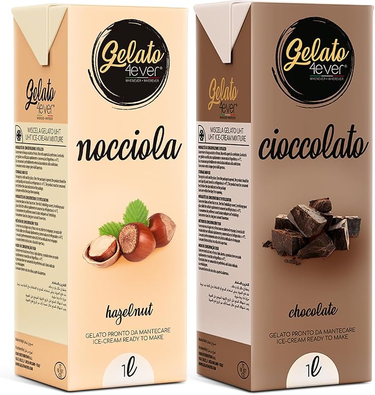 Gelato 4ever - Preparato per Gelato Pronto da Mantecare, Double Pack, Facile da Preparare, Compatibile con Tutte le Macchine per Gelati Come Ninja Creami, Magimix, HKoenig, 1L per Brick, Made in Italy