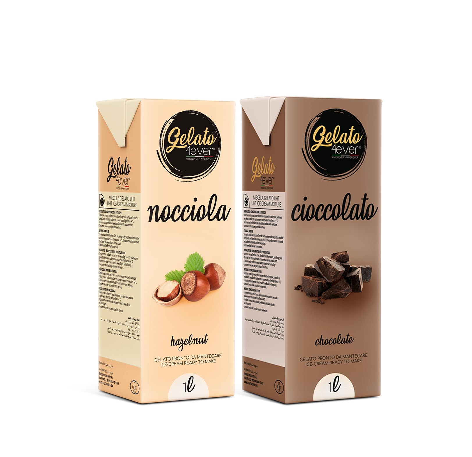 Gelato 4ever - Preparato per Gelato Pronto da Mantecare, Double Pack, Facile da Preparare, Compatibile con Tutte le Macchine per Gelati Come Ninja Creami, Magimix, HKoenig, 1L per Brick, Made in Italy
