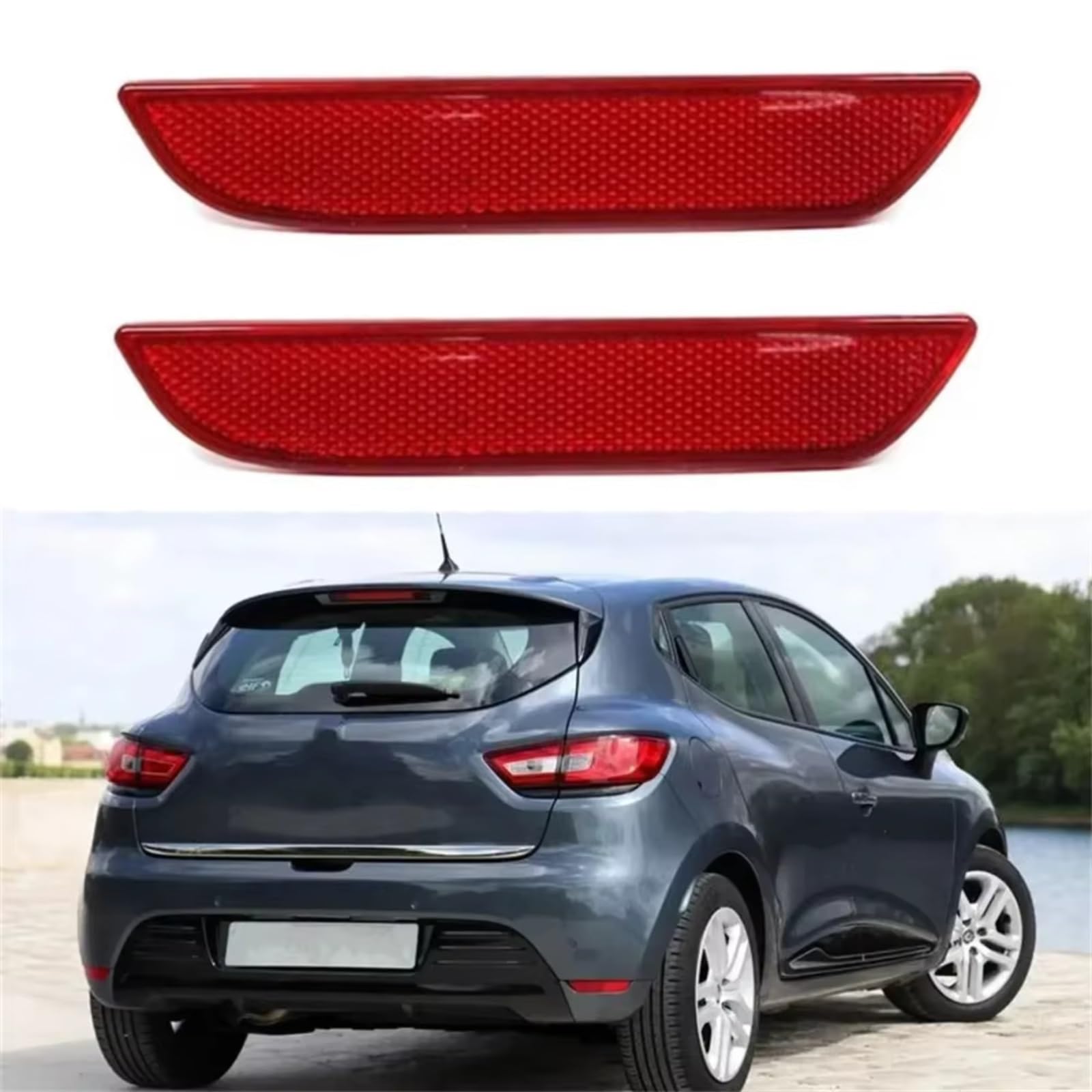 Compatible Con Clio MK4 2013-2016 2017 2018 2019 2020 2021 Reflector Parachoques Trasero Coche 265659650R Tiras Reflectantes Decorativas Reflectante Parachoques(Right)