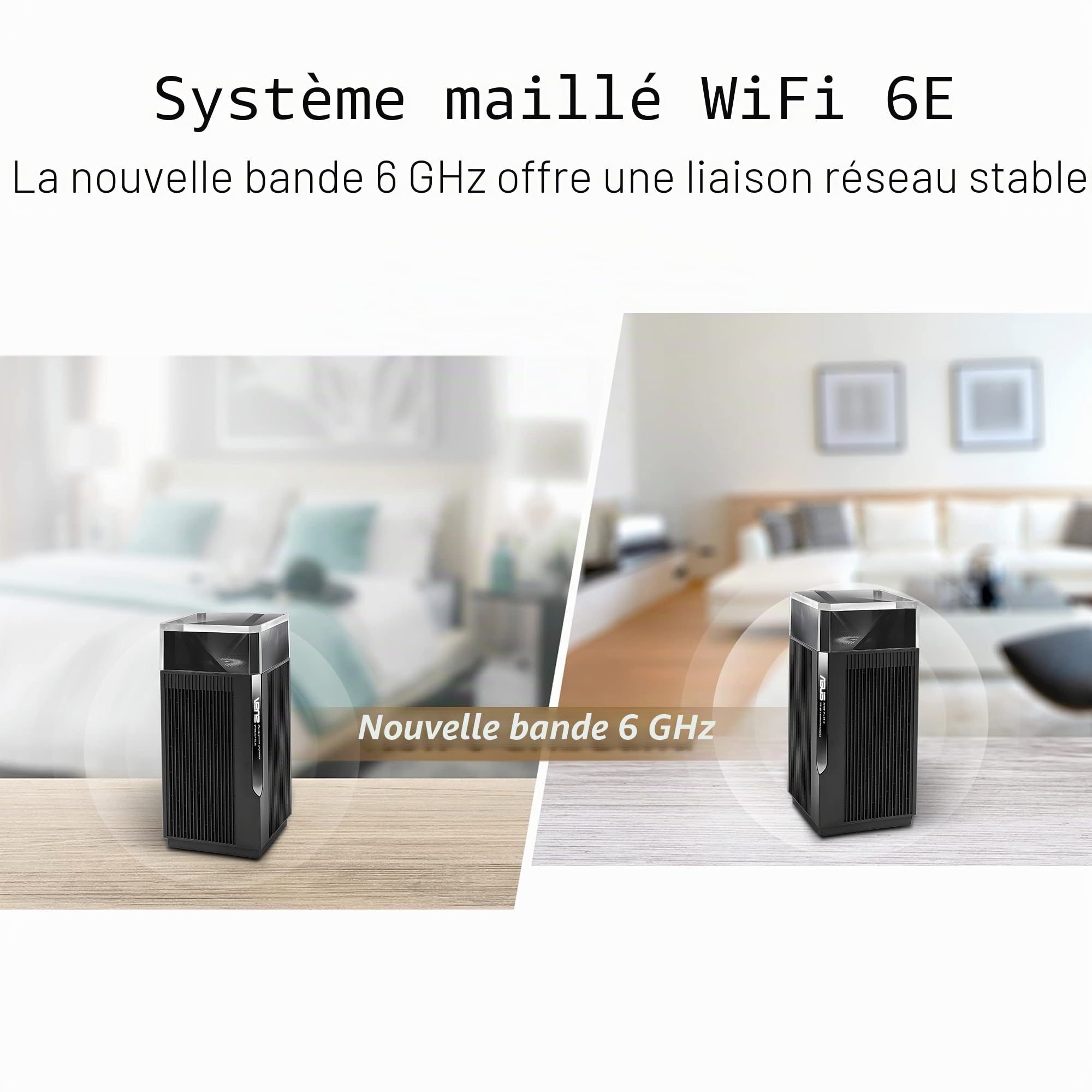ASUS ZenWiFi Pro ET12 Noir - Pack de 2 - Système Wi-FI 6E AX Mesh, Tri-Bande, 11 000 Mbit/s, 600m2, AiProtection avec TrendMicro à Vie, Port WAN/LAN 2,5 Gigabit + 2 Ports LAN Gigabit, AiMesh