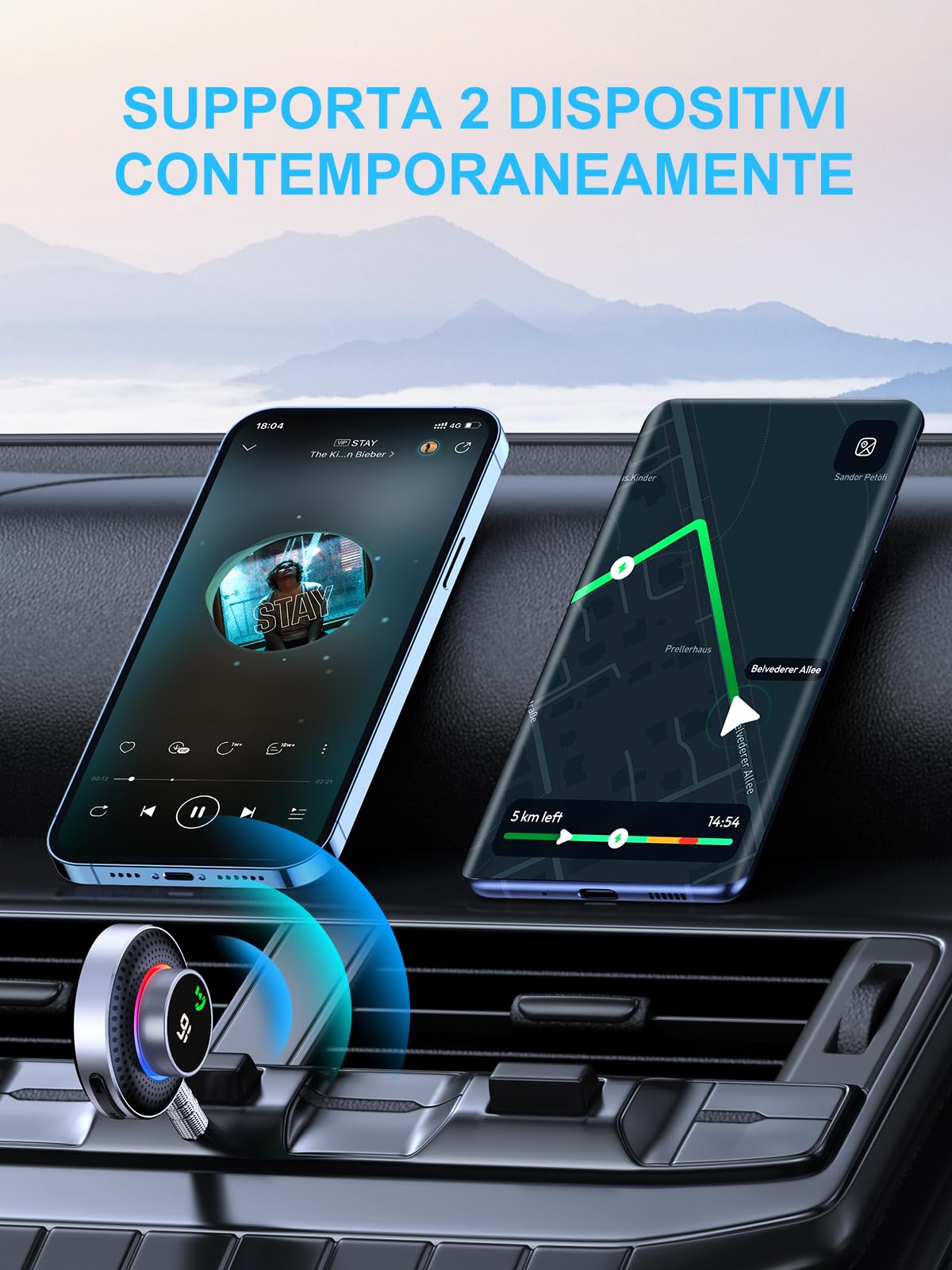 Glangeh Ricevitore Adattatore Bluetooth 5.3 Auto AUX, Pulsante Ingrandito e LED Schermo, con Jack 3,5mm, per Stereo/Altoparlante/Cuffie, Chiamate In Vivavoce, Supporta Siri