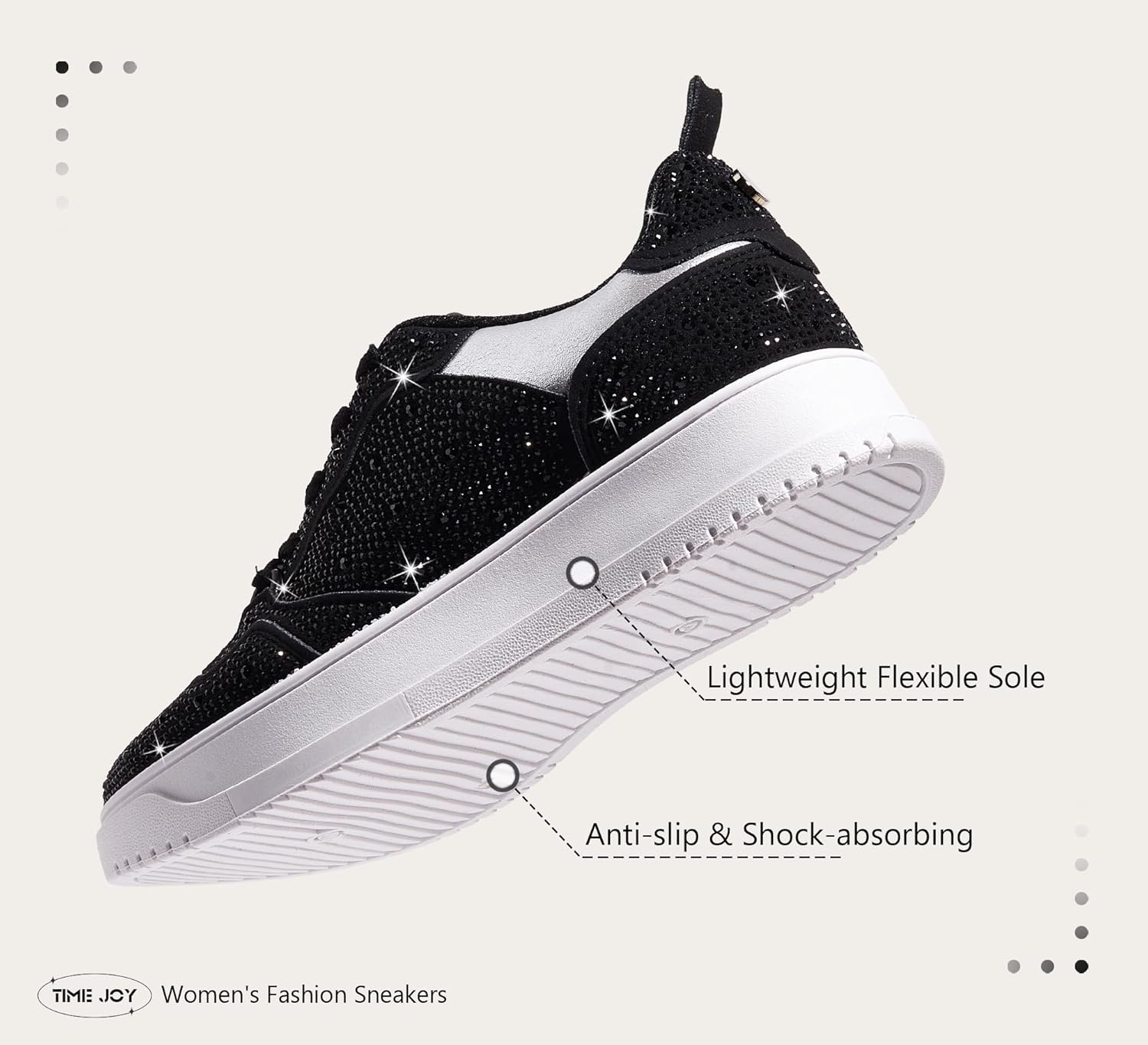 Women's Sparkly Rhinestone Sneakers Comfortable Athletic Glitter Platform Tennis Shoes for Casual, Gym & Fashion Outfits - Image 5