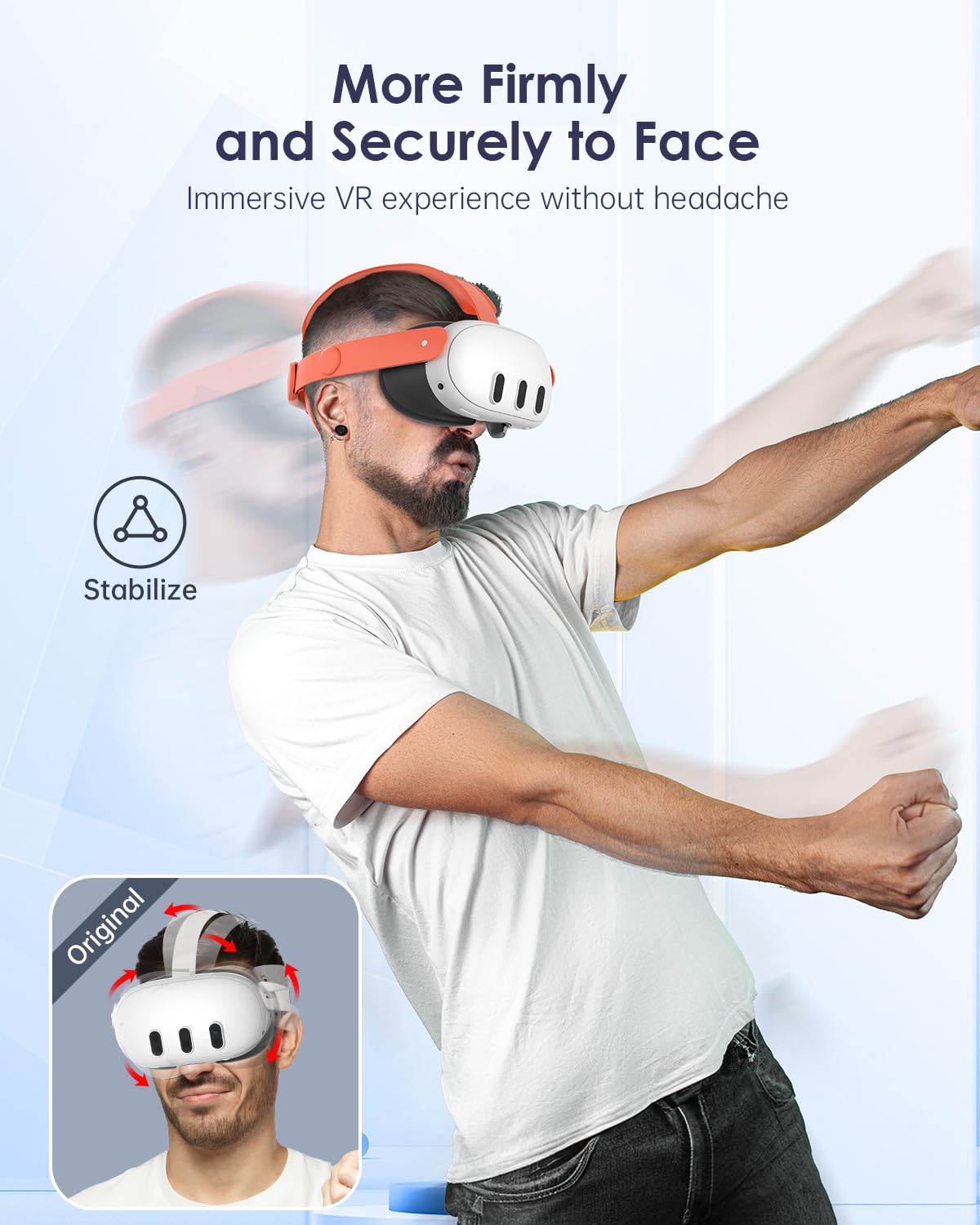 Sangles Compatibles pour Quest 3S pour Quest 3 Serre Tête pour Serre Tête pour Quest 3S Accessoires pour Quest 3 Accessoires VR Solides et Confortables Sangles Elite - Orange Sanguine
