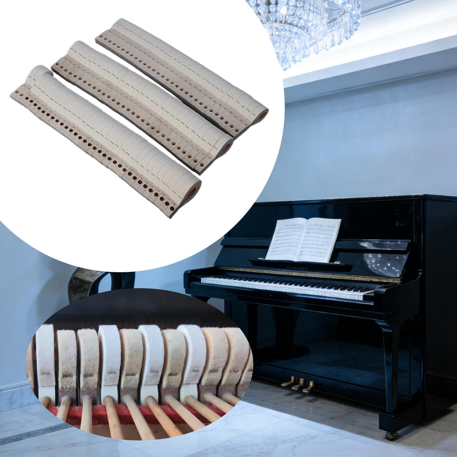 Kit di Accessori per Strumenti con Testa Smorzatore per Pianoforte Verticale 9s, Parti Scanalate, Triangolo di Riparazione, Adatto per Appassionat, Legno Bianco