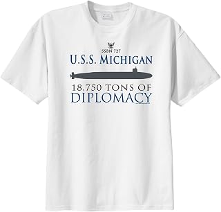 Men's SSBN 727 USS Michigan 18,750 tons of Diplomacy Short Sleeve T-Shirt