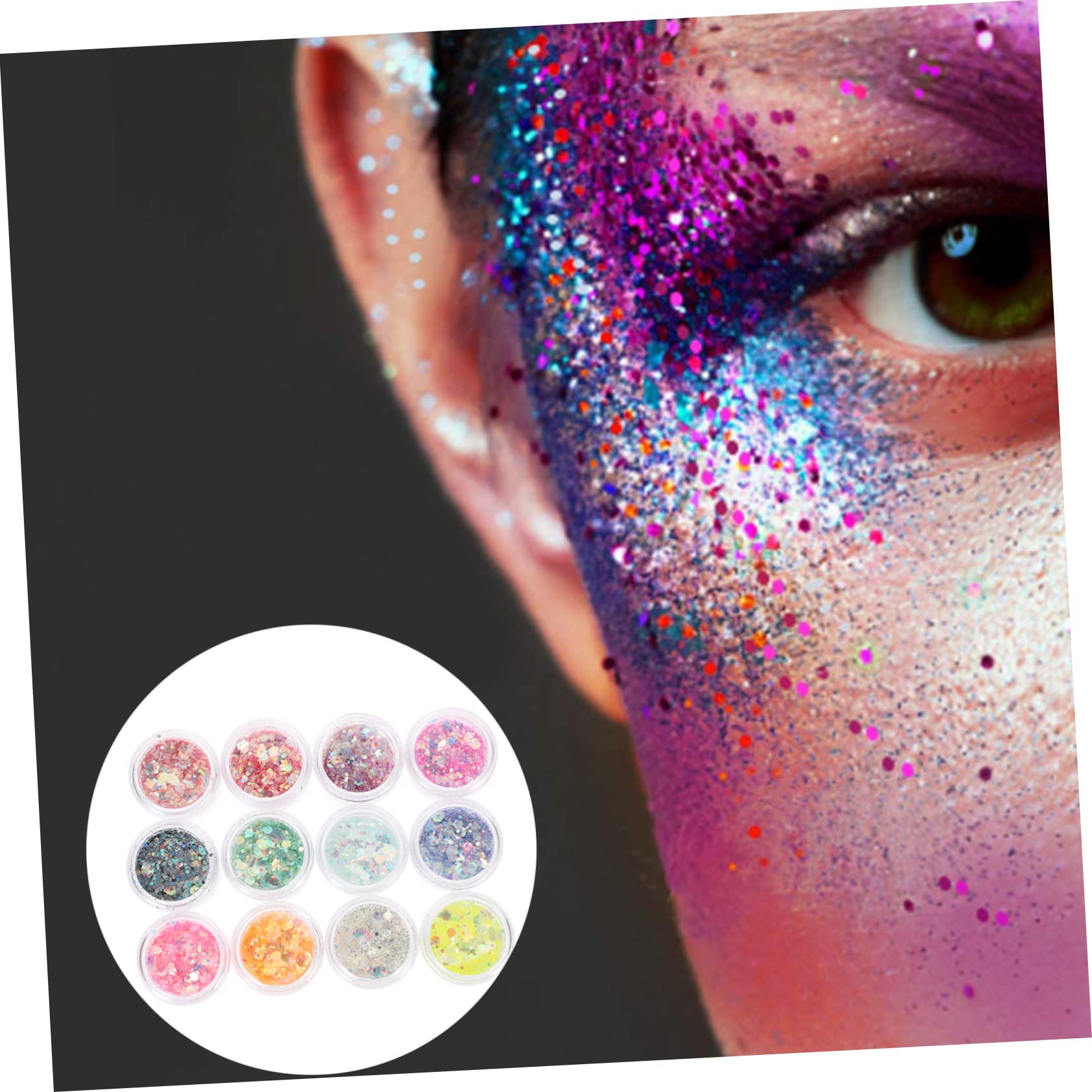 Purpurina Corporal Luminosa 12 Cajas de Brillo Glitter para Maquillaje | Gel de Lentejuelas, Acabado Decorativo para Pecho y Uñas, Adecuado para Fiestas y Navidad