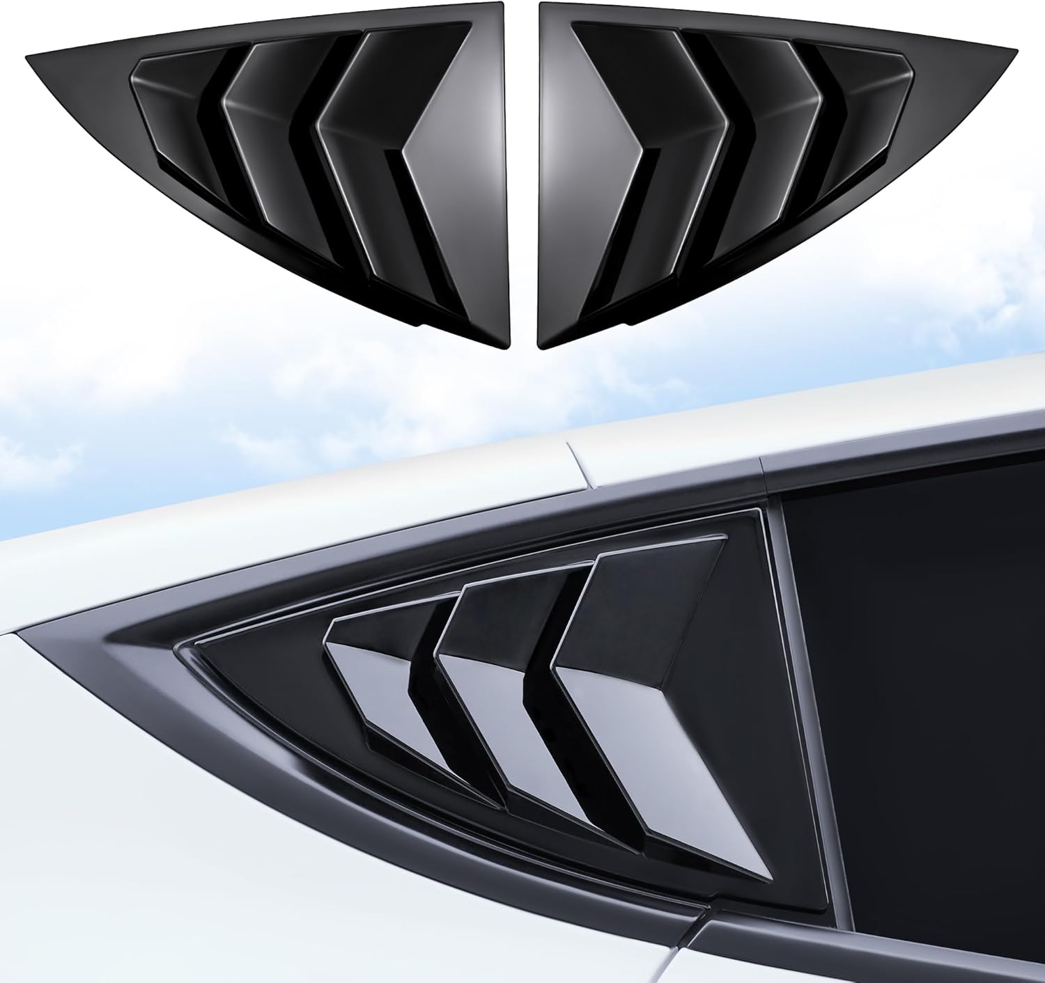 Compatible with 2021 2022 2023 2024 2025 2026 Model Y Side Window Louver Cover Sport Style Cover Window Visor Cover ABS (Glossy Black)
