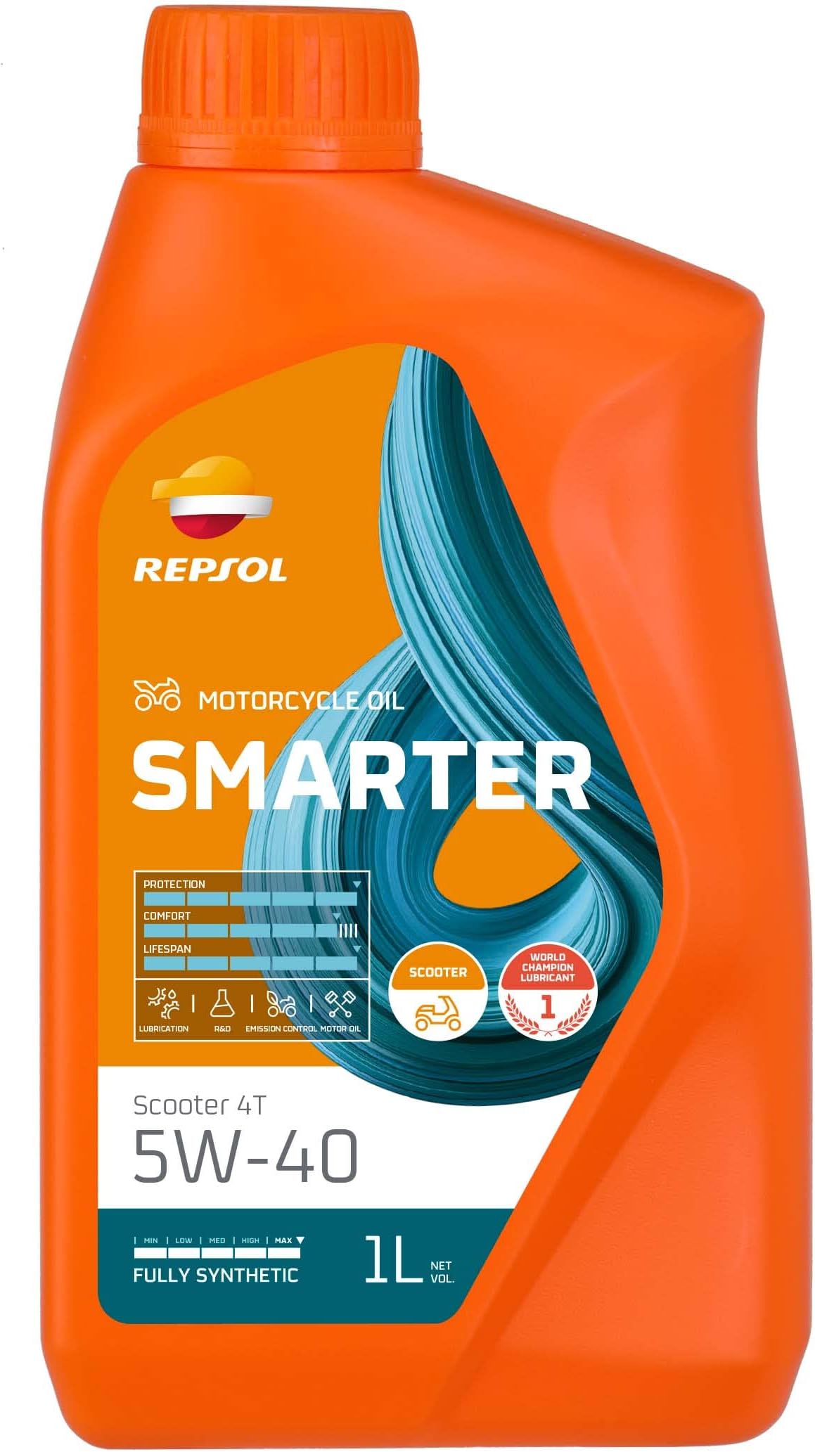 Amazon REPSOL 007431 2輪車用オイル SMARTER スクーター 4T 5W40 1Lボトル 全合成油 JASO