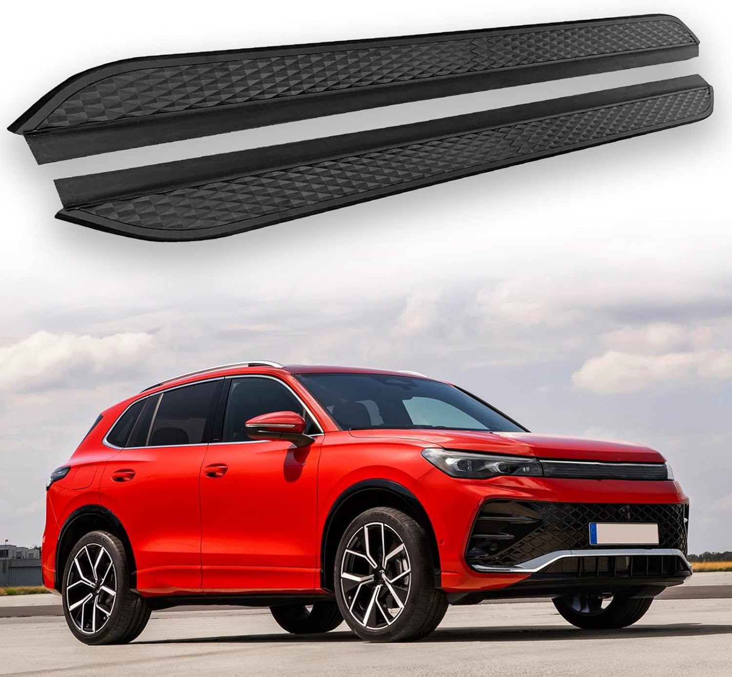 2Pcs Fits for VW Tiguan 2017-2025 Running Boards Side Steps Pedals Black Nerf Bar