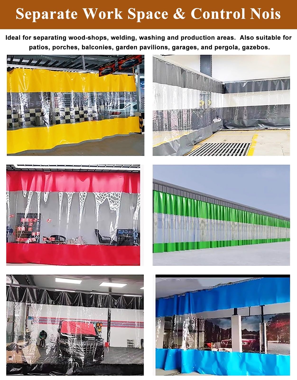 Cortina Separador Cortina Divisoria de Taller de PVC Amarillo