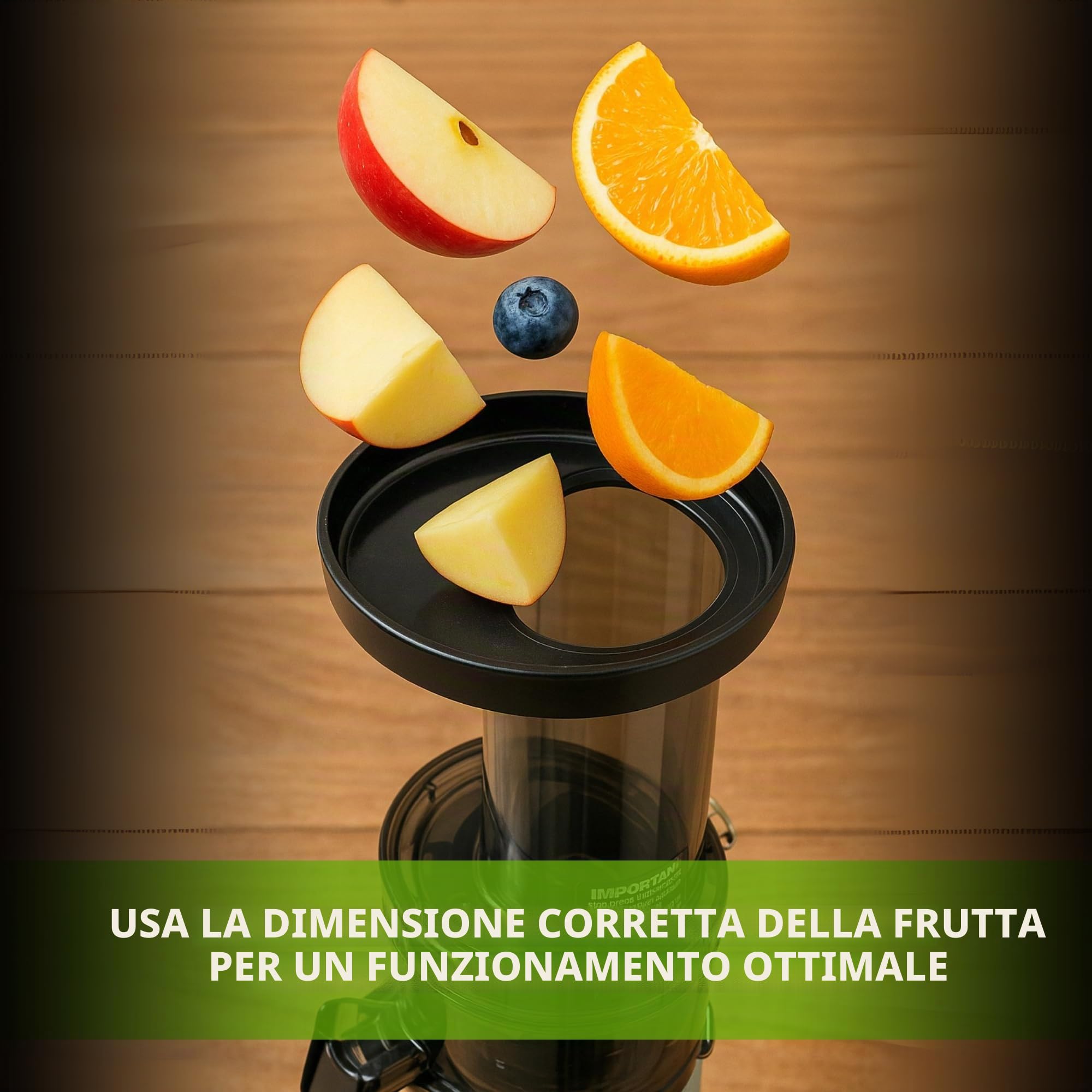 JuiceInstant - Estrattore di succhi compatto per frutta e verdura, spremiagrumi elettrico senza BPA, con setaccio, antigoccia, frullatore lento che conserva vitamine (acqua)