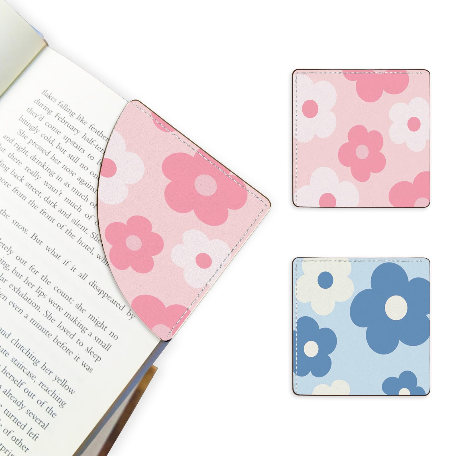 Photo 1 of **2 PACKS** 2 PC Flower Leather Book Corner Bookmark Durable Reading Accessories 6