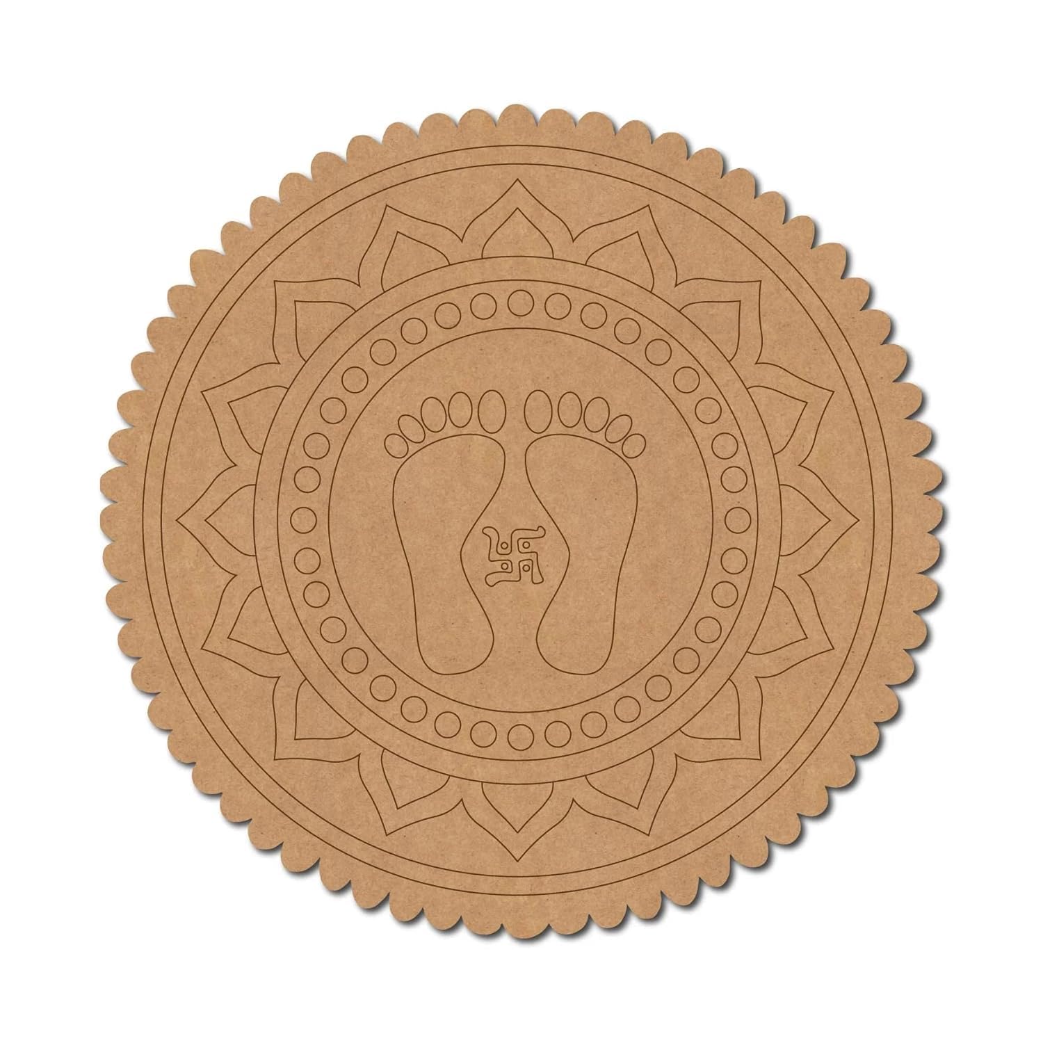 Lakshmi Ji Feet Mandala Pre-Marked MDF Base | Spiritual Craft for Diwali Decorations| Durable k, Ideal for Hindu Festivals and Religious Art (4 Inch - 4 Pcs)-image-40