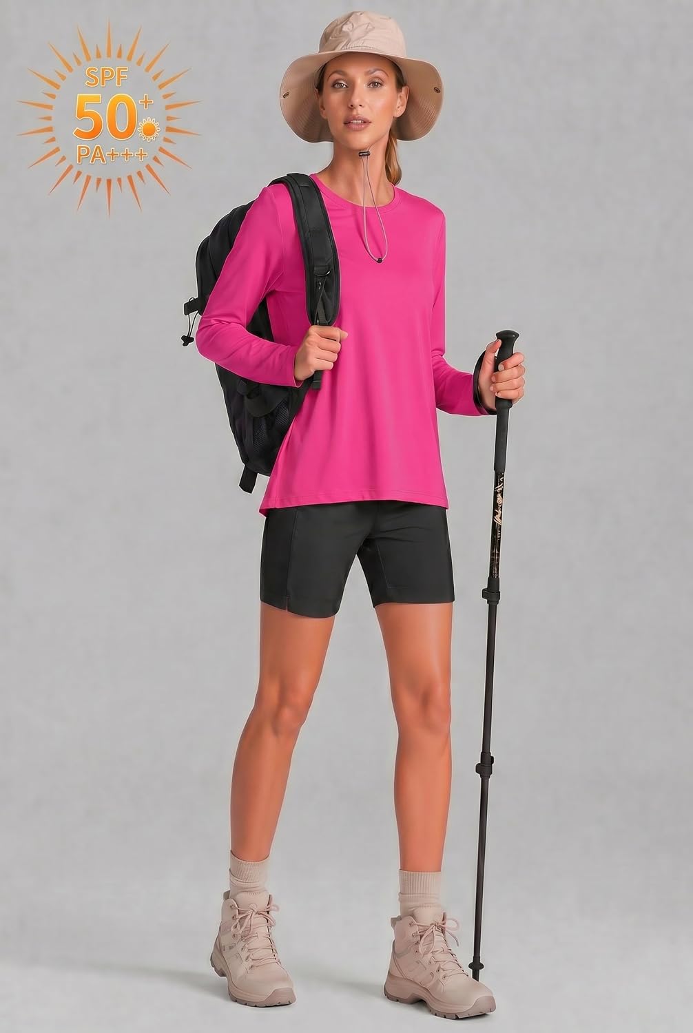 PINSPARK Workout Tops for Women Long Sleeve Athletic Shirt Soft Loose Fit Exercise Shirt with Back Pleated Pilates Yoga Tops