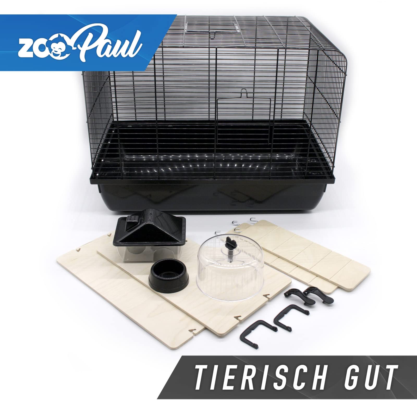 ZOOPAUL XL Hamsterkäfig Nagerkäfig inkl. Zubehör Schwarz Kleintierkäfig Hamster Maus und Ander Kleintiere
