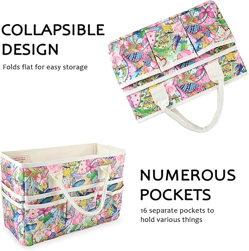 Vista 98 de qianshan Bolsa organizadora de manualidades con múltiples bolsillos, organizador grande de almacenamiento de arte con asas para arte, manualidades