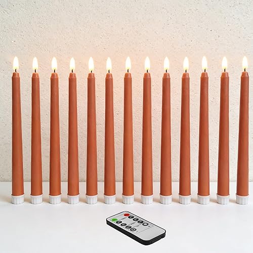 Miniatura 15 de Velas Cónicas Sin Llama Color Rosa con Control Remoto, Juego de 12 Candeleros LED Navideños a