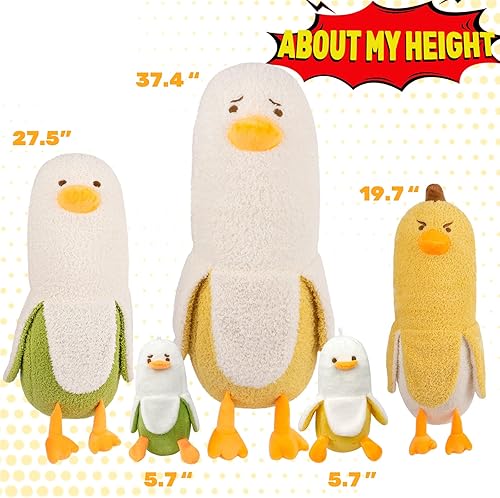 Miniatura 5 de QYA Peluche de pato de plátano de 19.7 pulgadas, lindo animal de peluche, almohada de felpa de pato Kawaii para niñas y niños