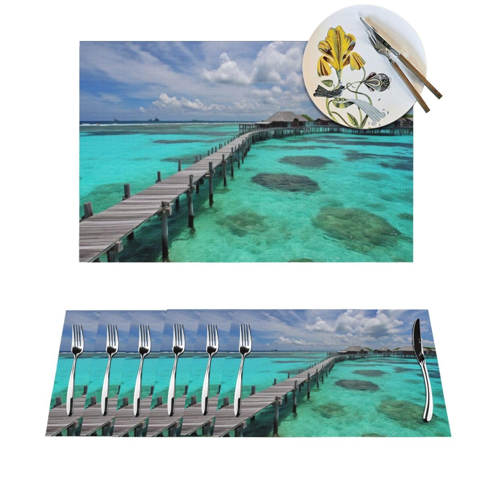 Set de table PVC Maldives lot de 6 tapis lavables pour table de salle à manger