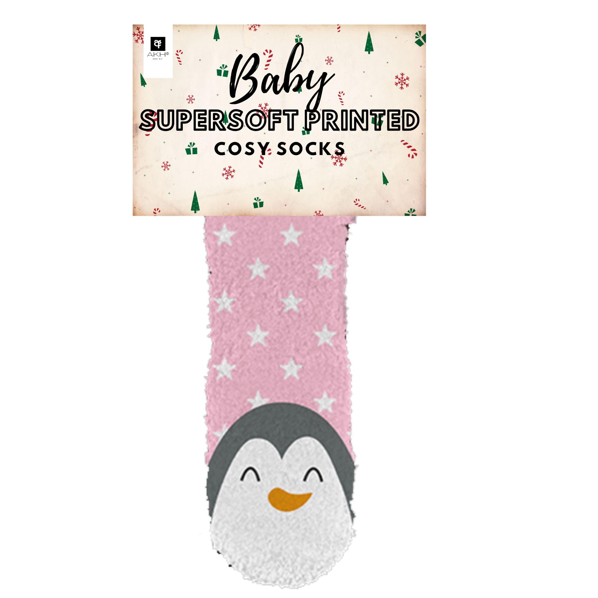 AKH® Baby Christmas Socks | Super soft Printed Infant Toddlers Socks | Soft and Cozy Xmas Socks (Penguin)