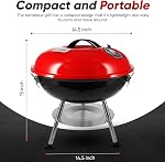 Gaz 1 – 14-inch Grille-barbecue portable avec 3-Point Verrouillage du couvercle pour la préservation de la chaleur – Système de ventilation double – Petit Charbon Grill pour jardin, Camping, Bateau