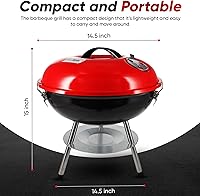 Vista 9 de Gas One Parrilla portátil de barbacoa de 14 pulgadas con tapa de bloqueo de 3 puntos para preservación del calor - Sistema de ventilación doble