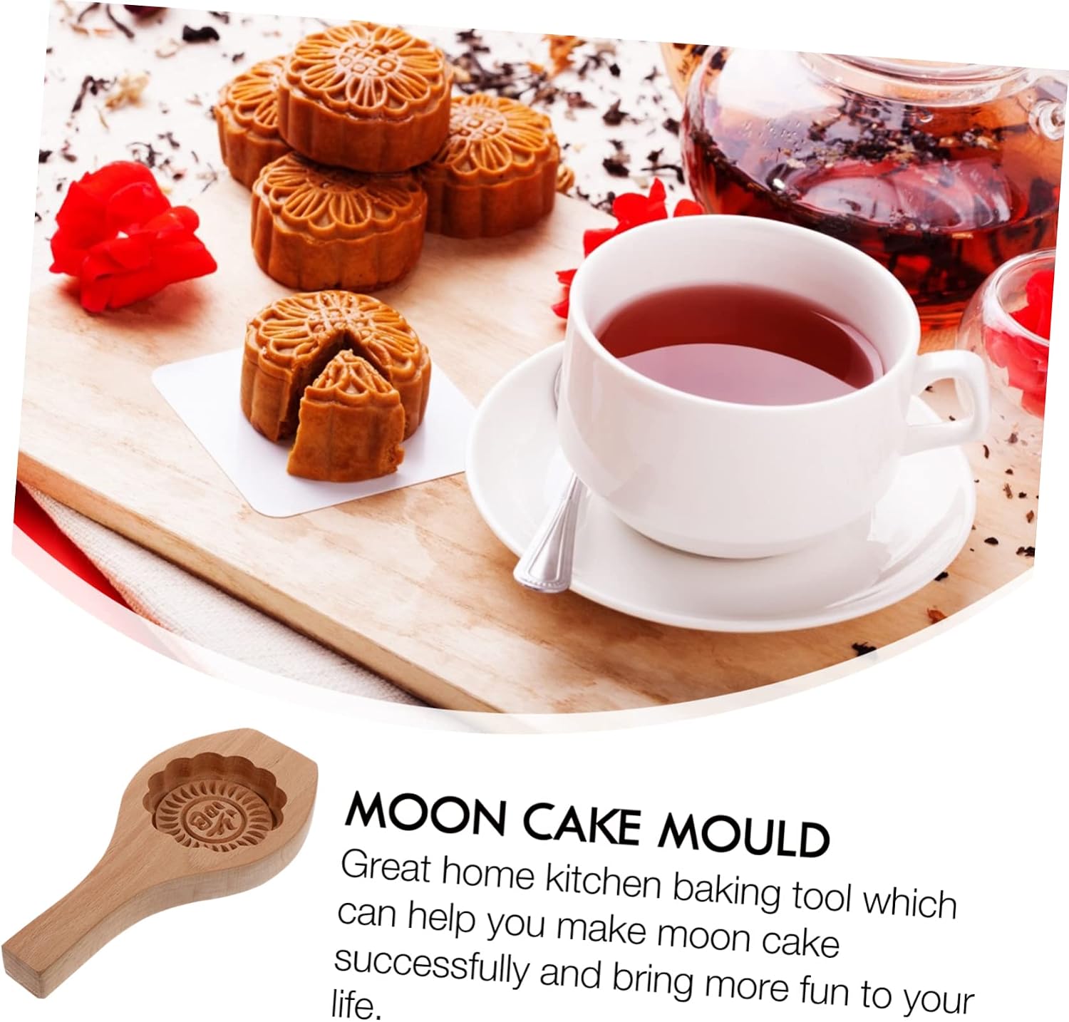 2Pcs Wooden Moon Cake Molds Creative Baking Tools for Homemade Desserts Easy Release for Moon Cake Pastry Making