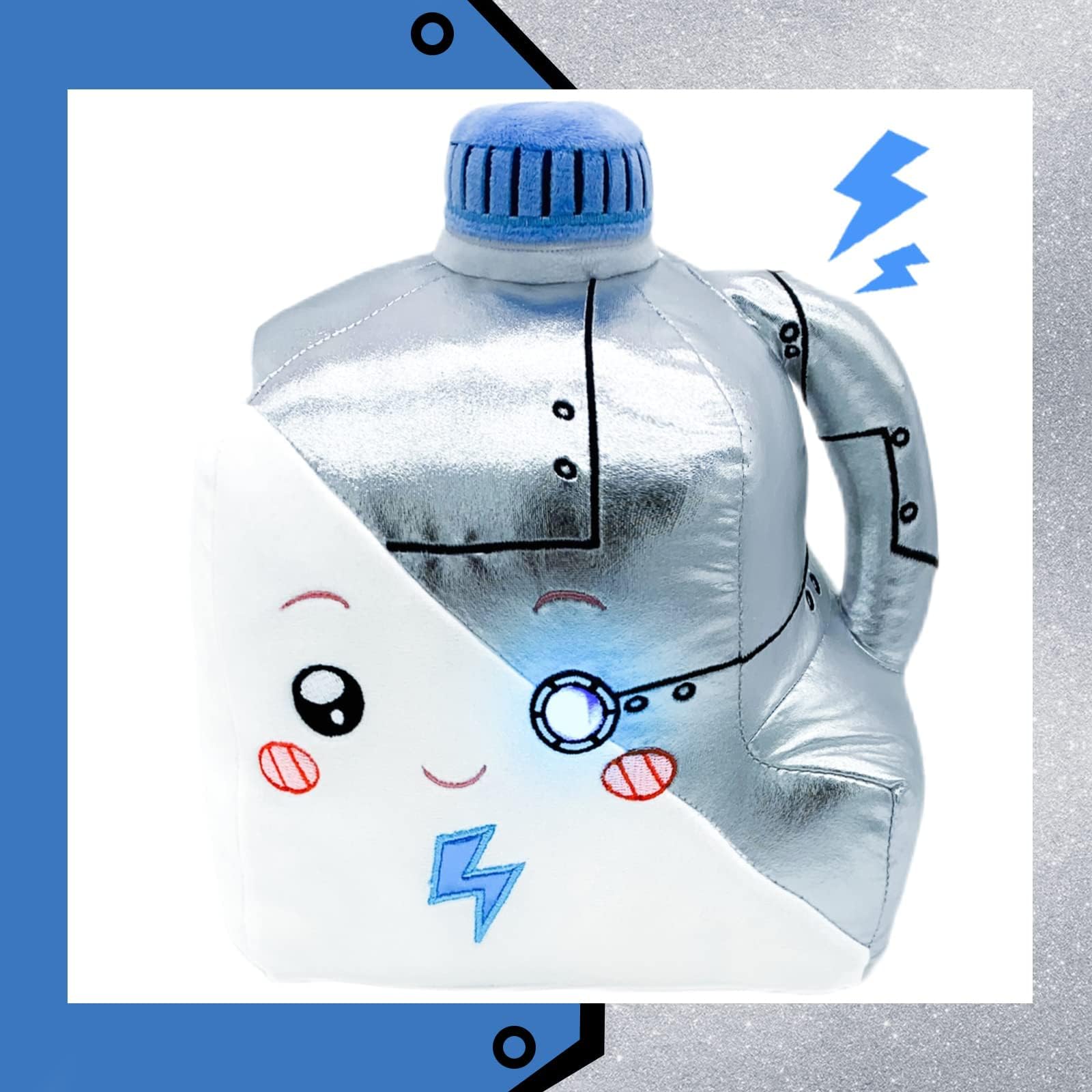 SYOSI Milk Cup Cyborg Plush Toy, SYOSI Cute Lanky Plush Toy, Eye with LED Lightt, Half Robot, Great Gift for Kids, Cartoon Fans (9.4 Inches)
