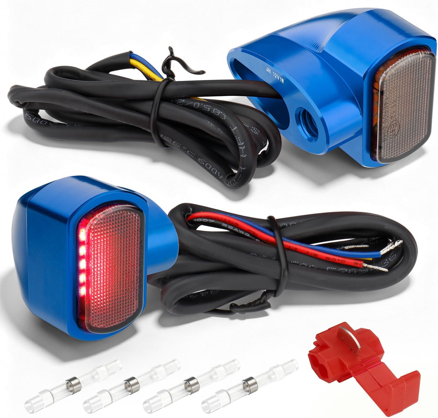 MoKitDora Rear Led Turn Signal Light Mini Brake Running Lights for Harley 2009-2023 Touring 2000-2023 Softail 2000-2022 Sportster 2006-2017 Dyna, Blue Housing