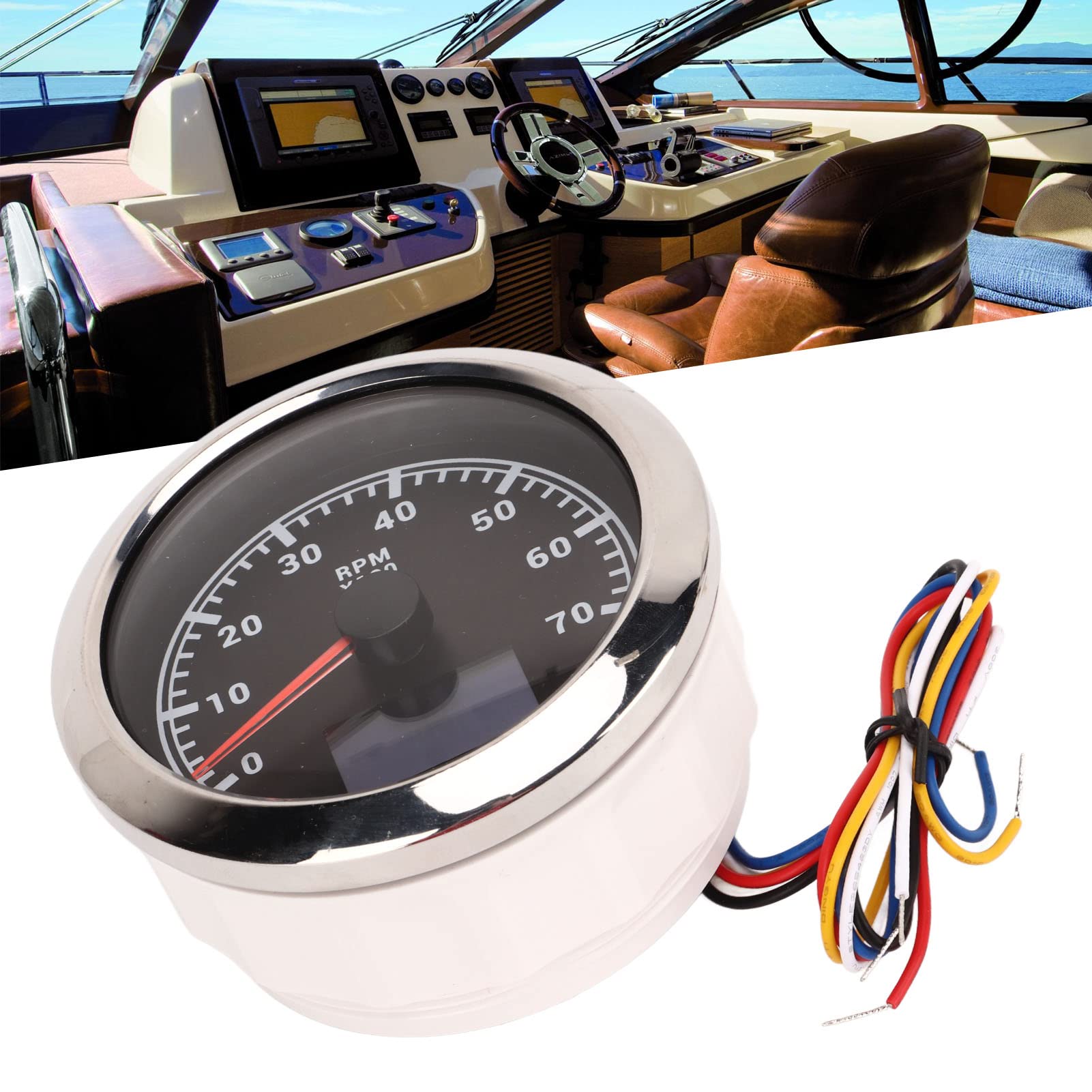 Medidor Digital 3 en 1 - Tacómetro de 85mm, Temperatura del Agua y Presión del Aceite - Luz de Fondo Roja 9-32V DC para RV, Barco, Yate