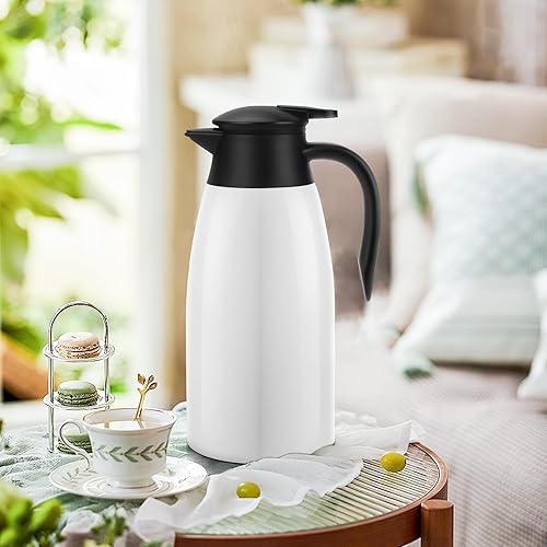 Miniatura 6 de Jarra de café de 70 onzas con aislamiento térmico de acero inoxidable para café, agua caliente, té, bebidas calientes, mantiene 12 horas calientes,
