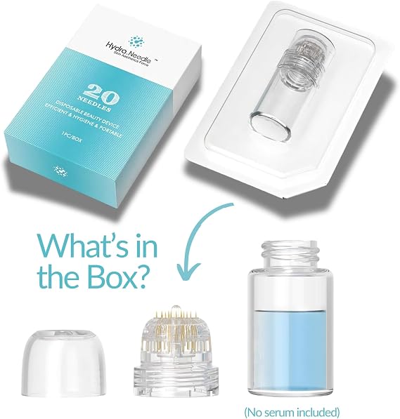 Hydra Needle 20 Pin Ultra-Fine 20pcs Needles Derma Stamp 0.5mm, Microinfusion Device Microneedling Stamper Reusable Facial Skincare Tool Fine Touch Serum Applicator for Home Use