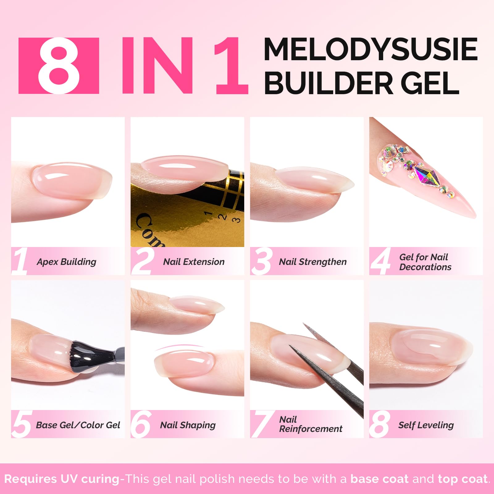 Amazon.com : MelodySusie Builder Gel Nail Polish Set, Base Colors