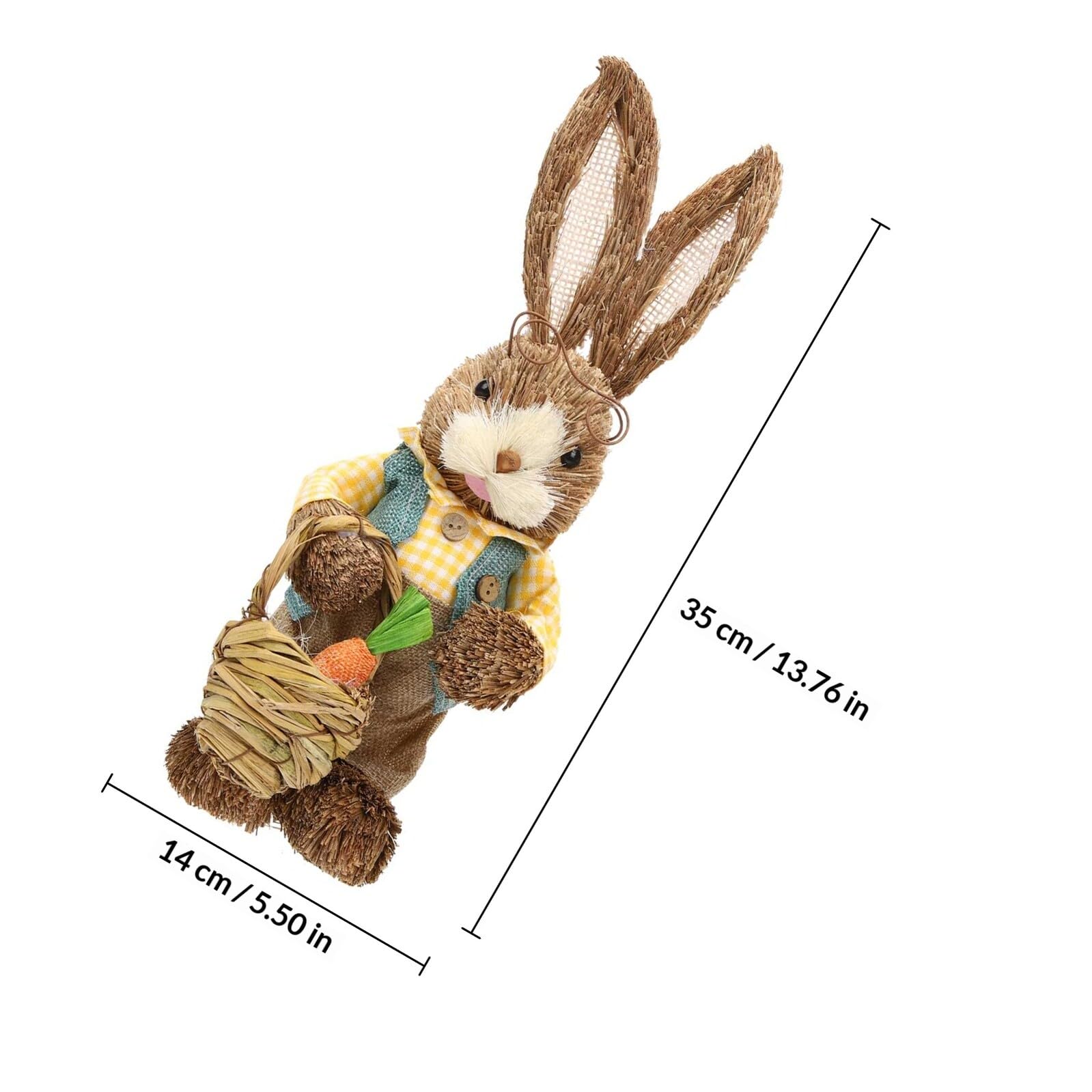 LALAFINA Coniglietti Pasquali in Paglia 2 Pezzi, Decorazioni da Giardino e Casa, Figurine di Coniglio Adorabili di Cotone, Perfette per Decorazioni di Pasqua