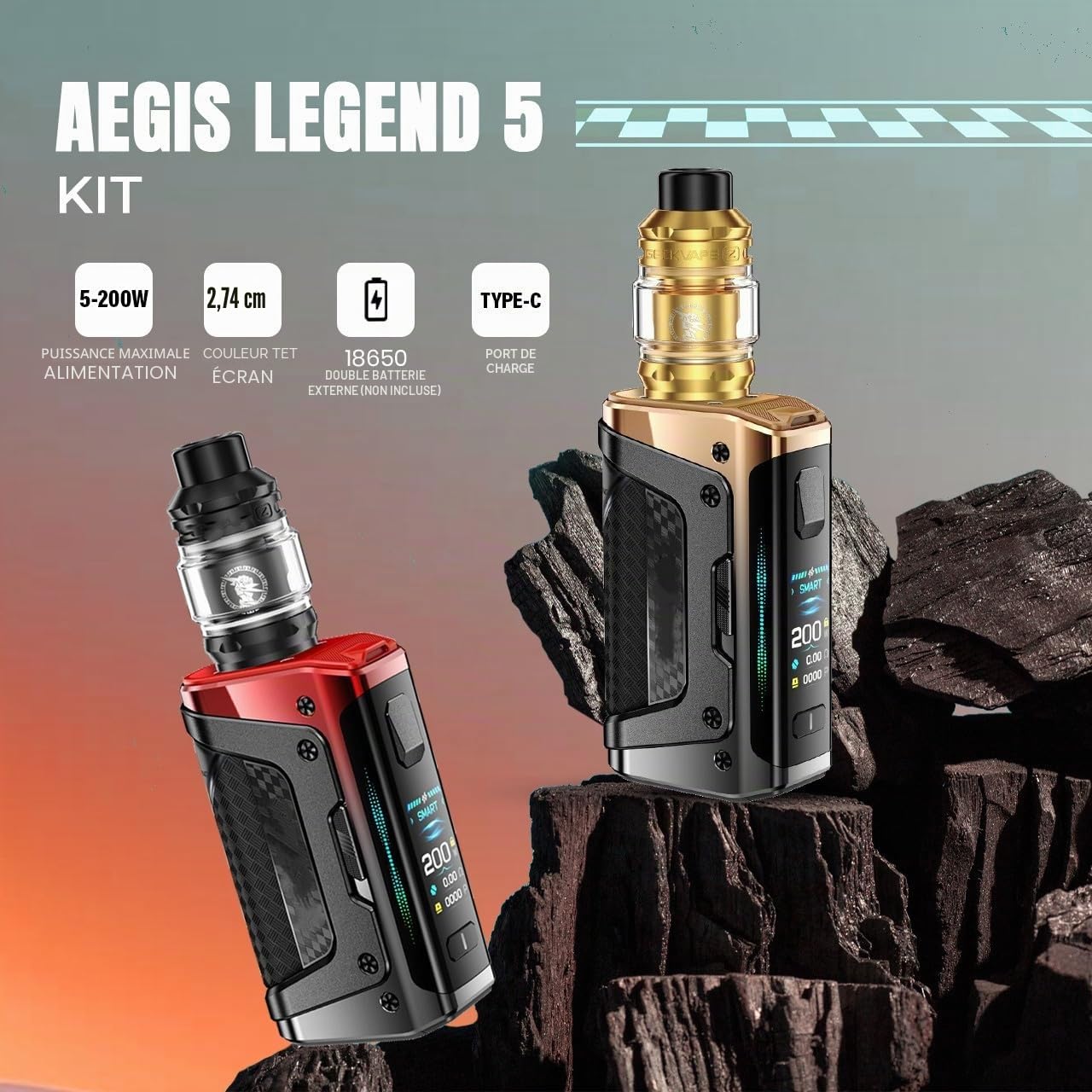 From Geekvape Aegis Legend 5 Kit puissance maximale 200 W