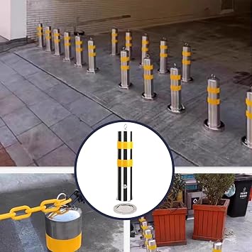 Removable Stainless Steel Barrier Bollard, Security Bollard with Reflective Strip for Traffic-Sensitive Area, Lane Barrier, for Outdoor Indoor(1pcs)