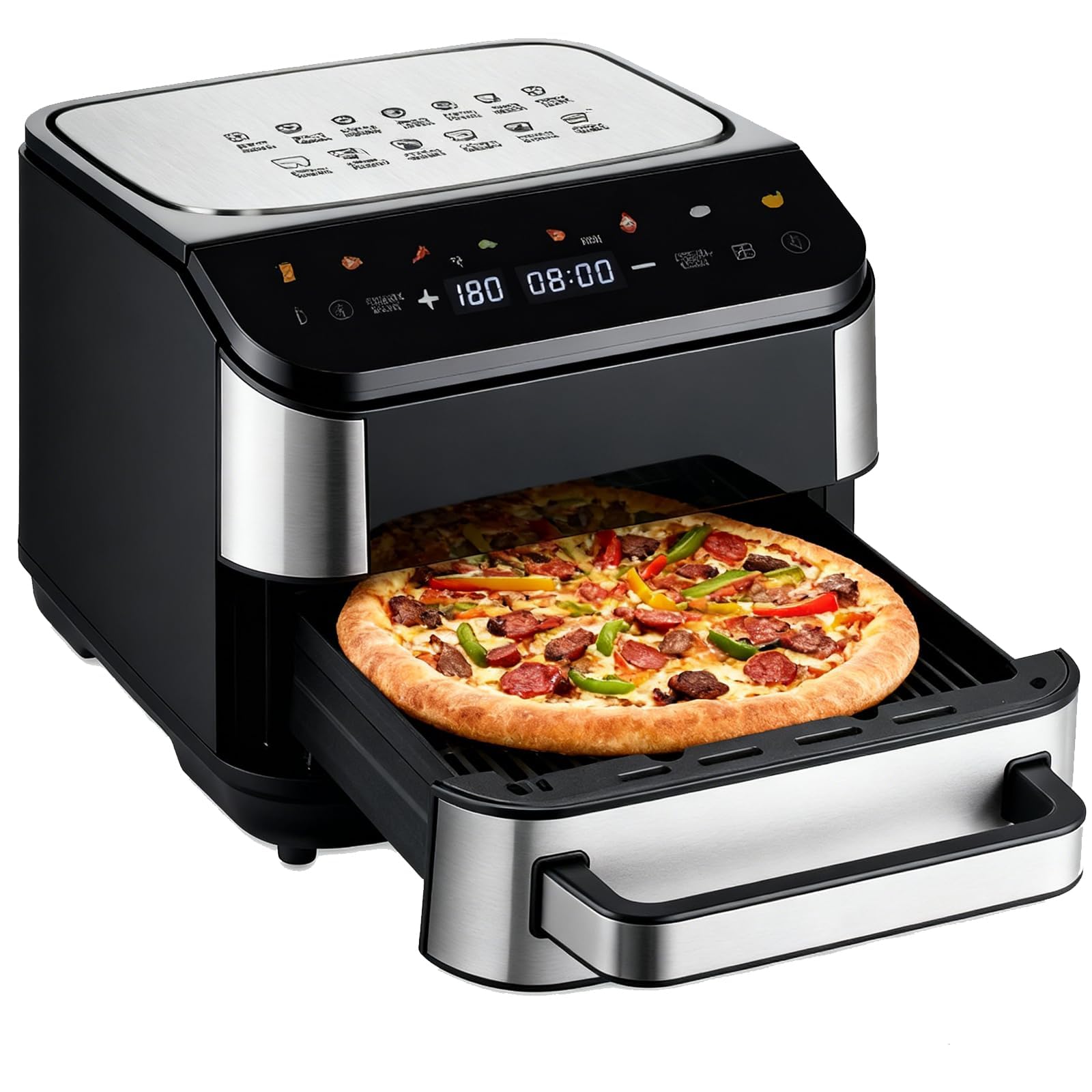 Eoweiot 220v Large Pizza Air Fryer,Smart Digital Airfryer, 8 Programmes for Roast, Bake, Broil, Reheat & Dehydrate, Auto Shut Off