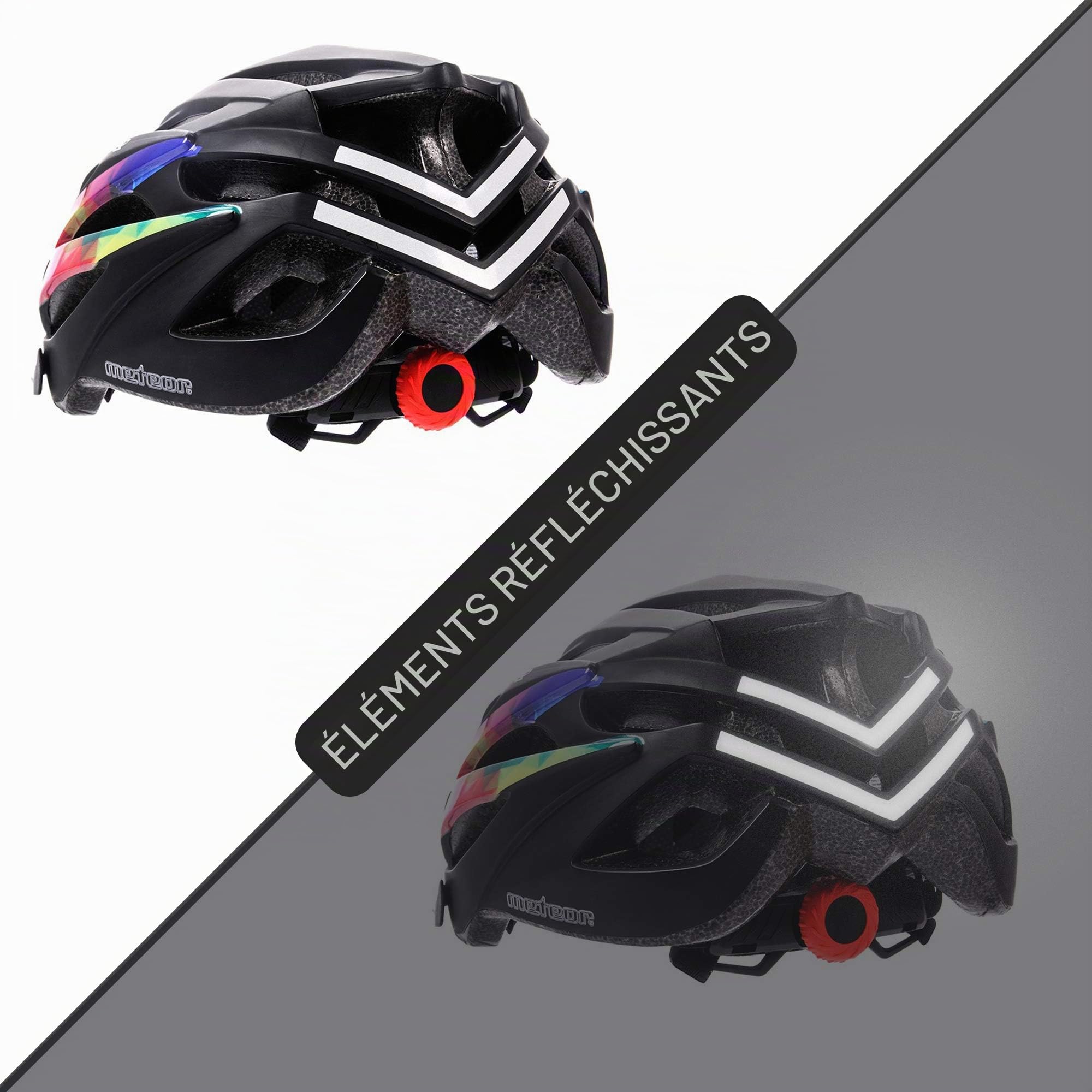 Meteor Casque Vélo Adulte Homme Femme Léger Réglable avec Visière, 23 Aérations Air Flow, Filet Anti-Insectes, Éléments Réfléchissants, Casque Cyclisme Route VTT Ville – Shimmer