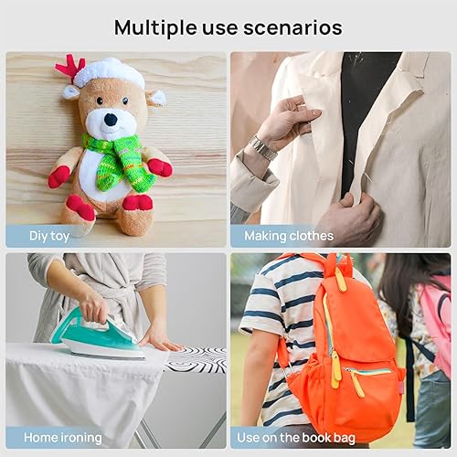 Miniatura 10 de Catephe Cinta de dobladillo de 140 yardas sin coser, 2 rollos de cinta de tela para planchar en el dobladillo, adhesivo fusible Wonder Web para