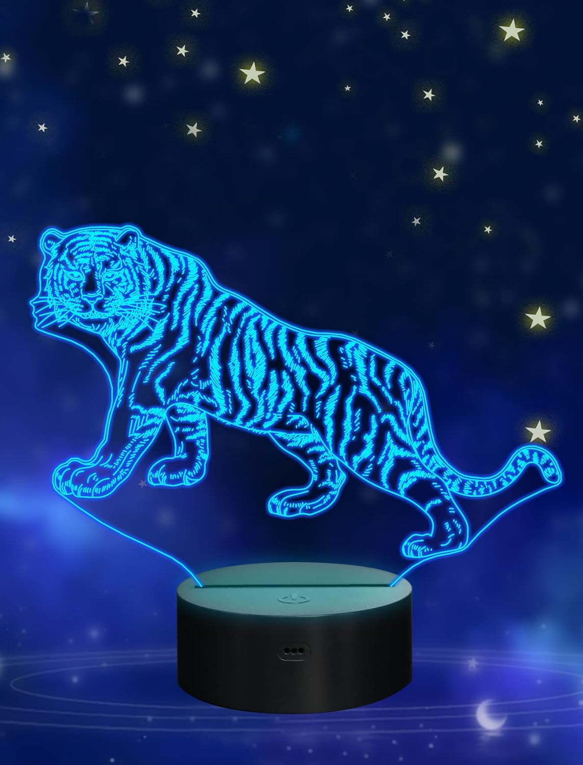 FULLOSUN Tiger Night Light, 3D Lamp with Remote 16 Colors,Living Bed