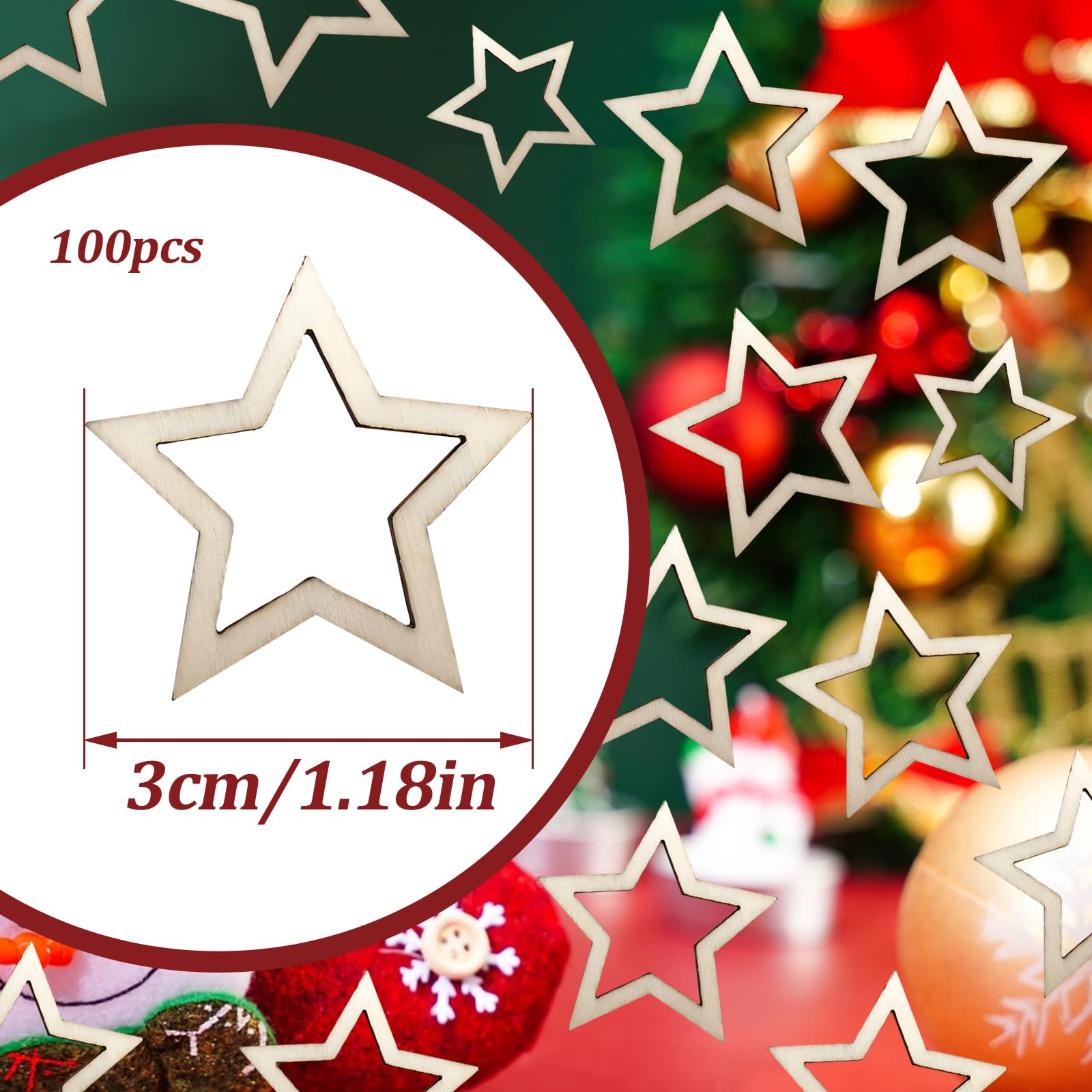 POFET Adornos De Madera Con Estrellas Vacías Para Manualidades, 30 Piezas De 8 X 8 Cm