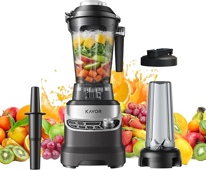 2400W Peak Countertop Blender for Kitchen, 64oz Pitcher & 24oz