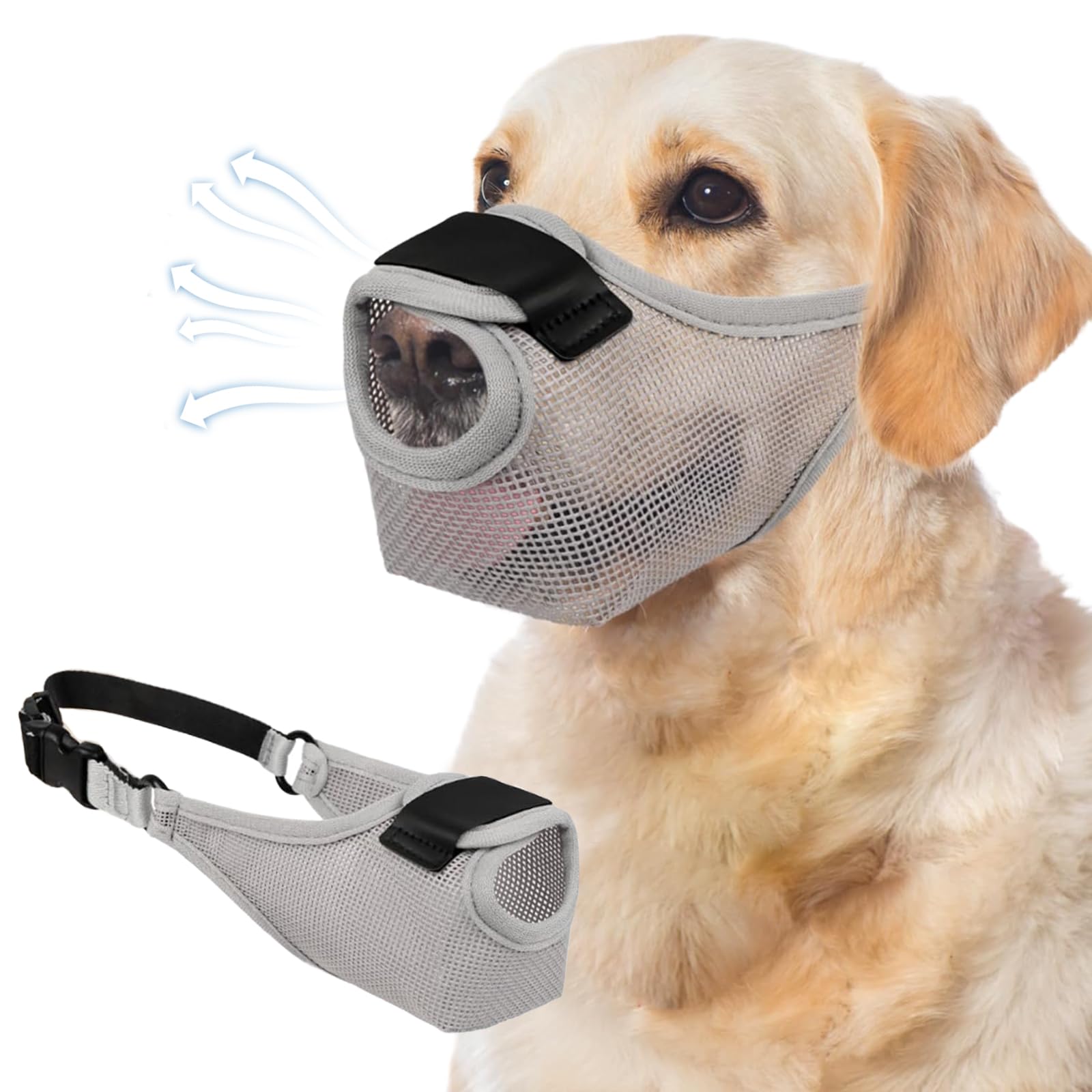 Dog Muzzle, Muzzle for Medium Large Dogs Adjustable Breathable Mesh Dog Muzzles for Training Prevent Biting and Barking (XL)