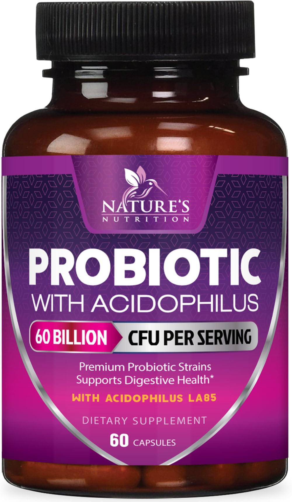 Probiotics 60 Billion CFU per Serving - 10 Strains + Prebiotics - Digestive Health, Gut & Immune Support - Supports Occasional Constipation, Gas & Bloating for Women & Men Shelf Stable - 60 Capsules