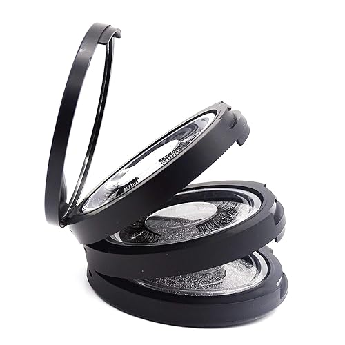 Miniatura 5 de Caja de almacenamiento de pestañas, paquete de 2 fundas para pestañas con espejo, caja de pestañas circular de 3 capas con soporte para pestañas,