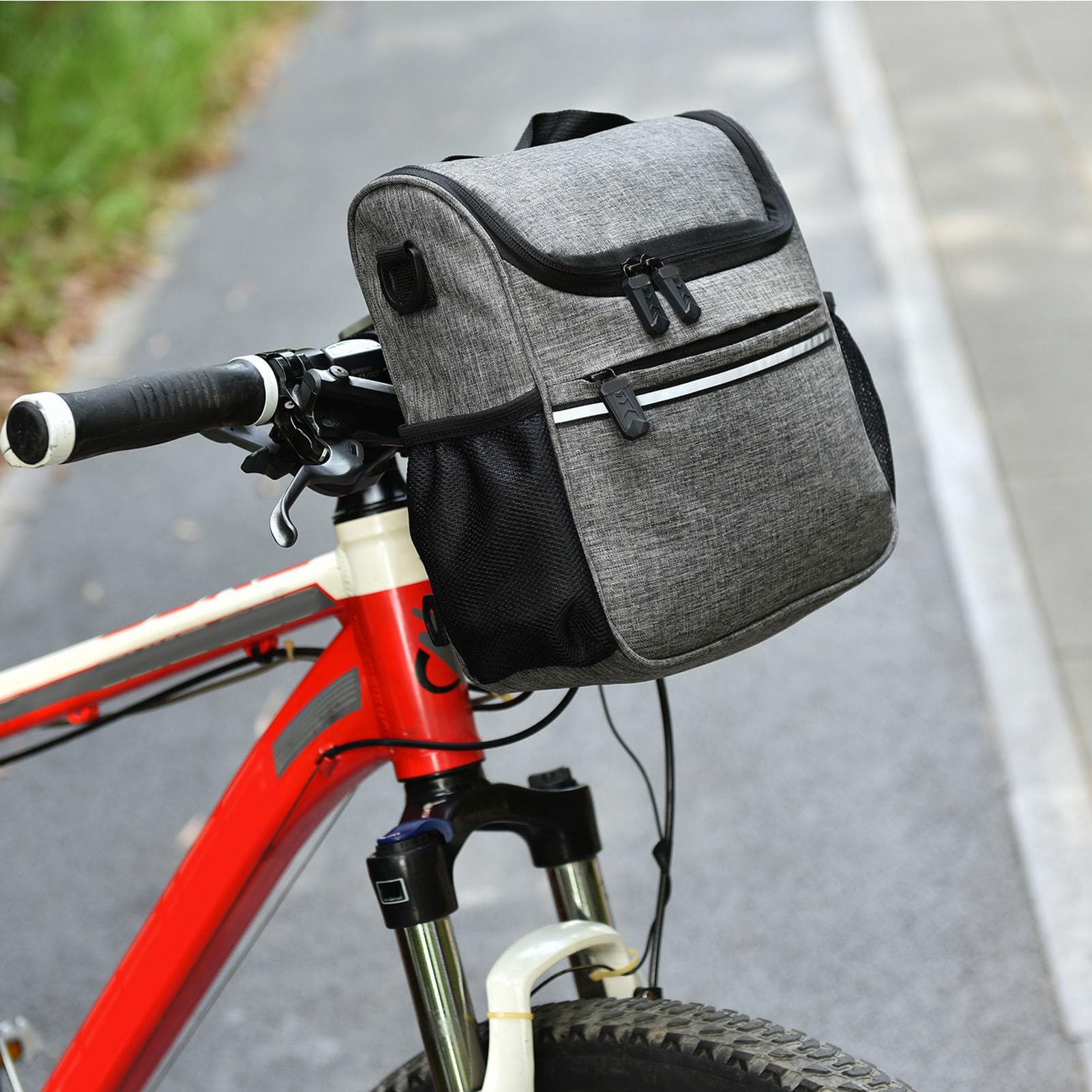 HUIOP Sac de guidon de vélo, sac isotherme étanche pour guidon de vélo, sac à bandoulière, sac de vélo de montagne, vélo de route, sac à bandoulière