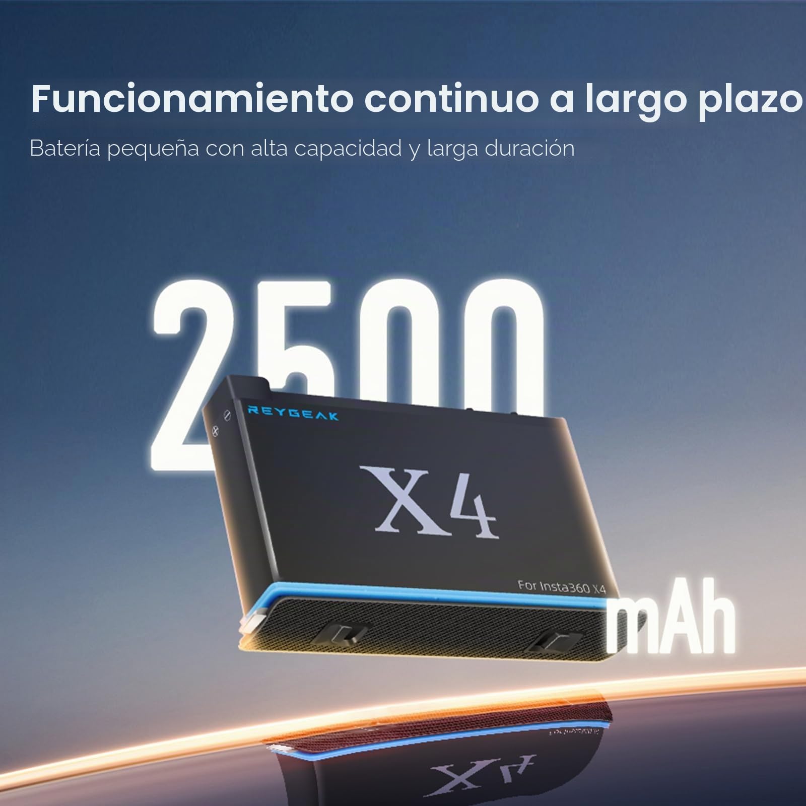 REYGEAK Batería y cargador para Insta360 X4, paquete de 2 baterías portátiles con 2 puertos de carga, baterías recargables de 2500 mAh solo para Insta360 x4